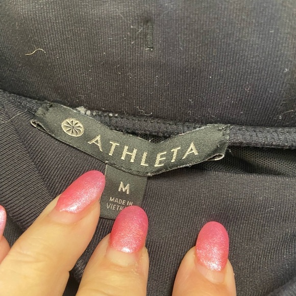 Athleta medium, zipper pockets, white stripes black joggers $75 - Picture 3 of 7